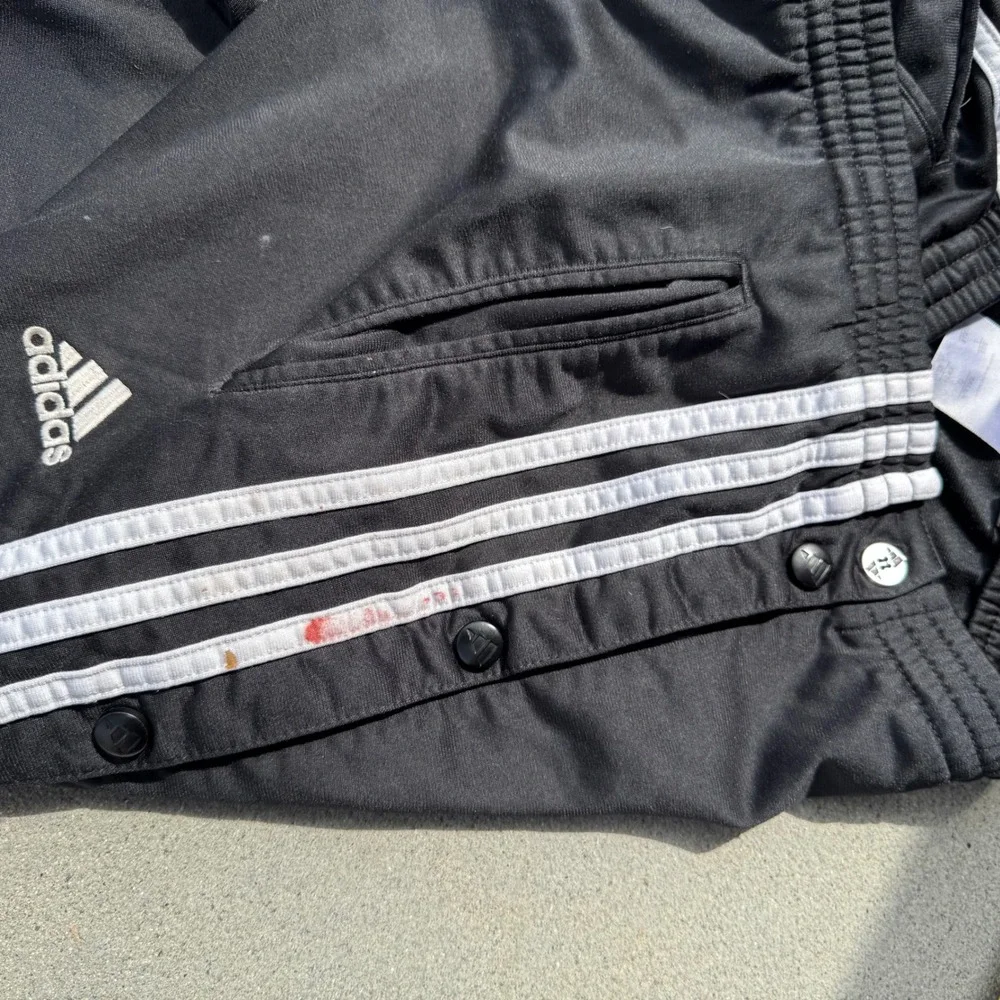 Adidas Mens Adibreak Snap Button Track Pants Black White Striped Large Retro‎